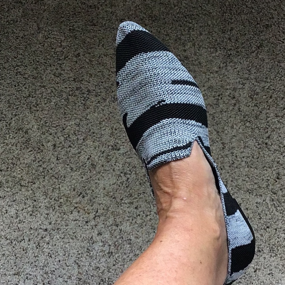 Black and Gray Knit Flats